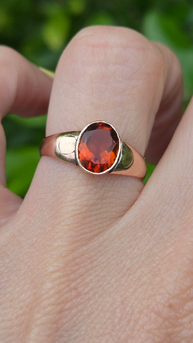 Antique: 9ct Rose Gold Citrine Solitaire Ring — From 1911