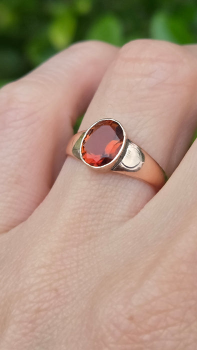 Antique: 9ct Rose Gold Citrine Solitaire Ring — From 1911