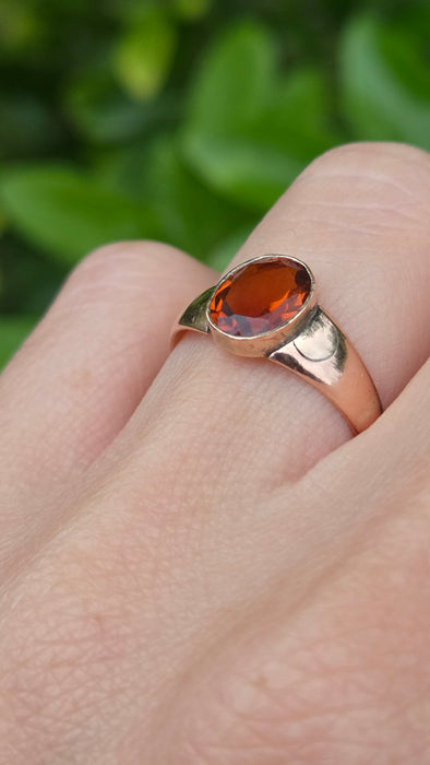 Antique: 9ct Rose Gold Citrine Solitaire Ring — From 1911