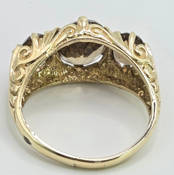 Vintage: 9ct Yellow Gold Golden Citrine Trilogy Ring
