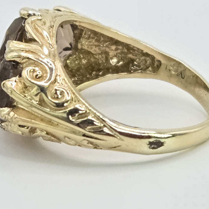 Vintage: 9ct Yellow Gold Golden Citrine Trilogy Ring