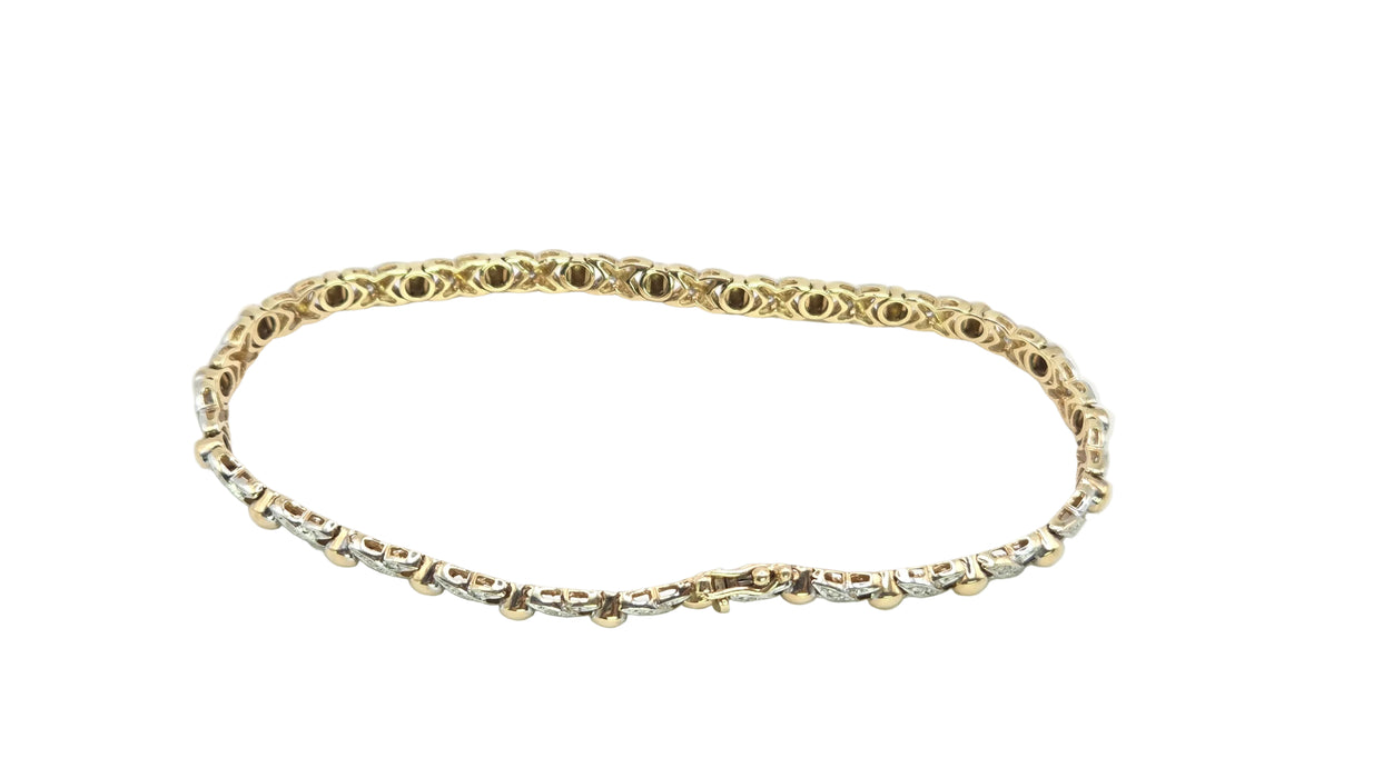 Vintage: 9ct Yellow Gold 50 Diamonds Bracelet