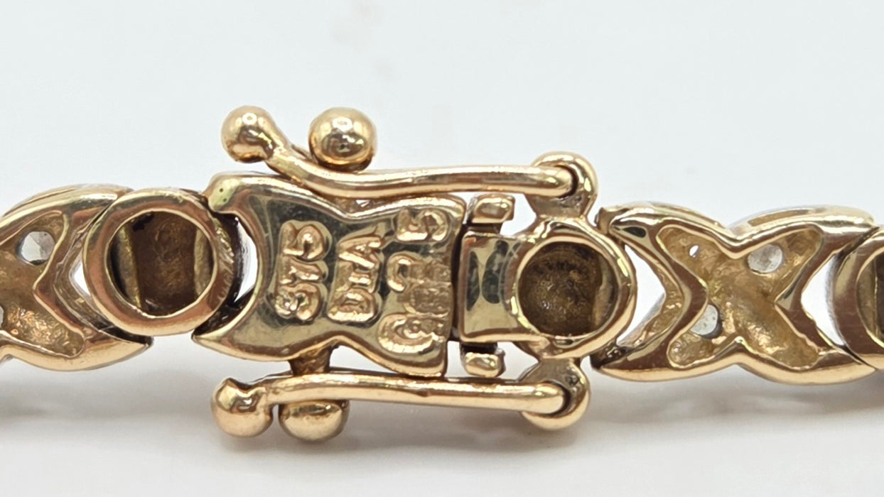 Vintage: 9ct Yellow Gold 50 Diamonds Bracelet