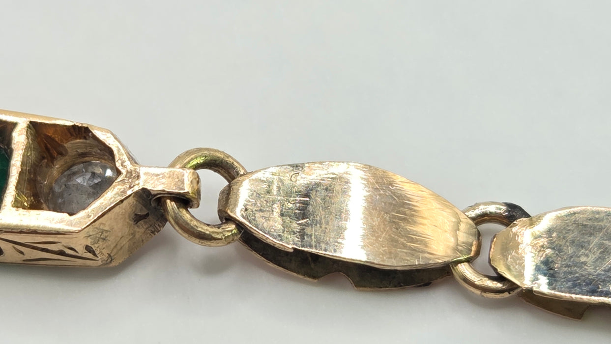Vintage: 14ct Yellow Gold Emerald & White Sapphire Bracelet