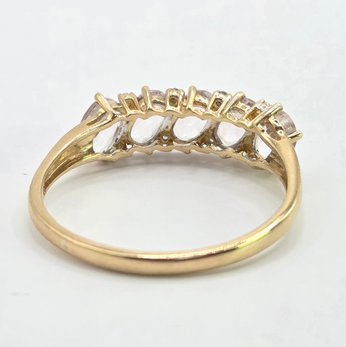 Vintage: 9ct Yellow Gold Morganite & Diamond Ring
