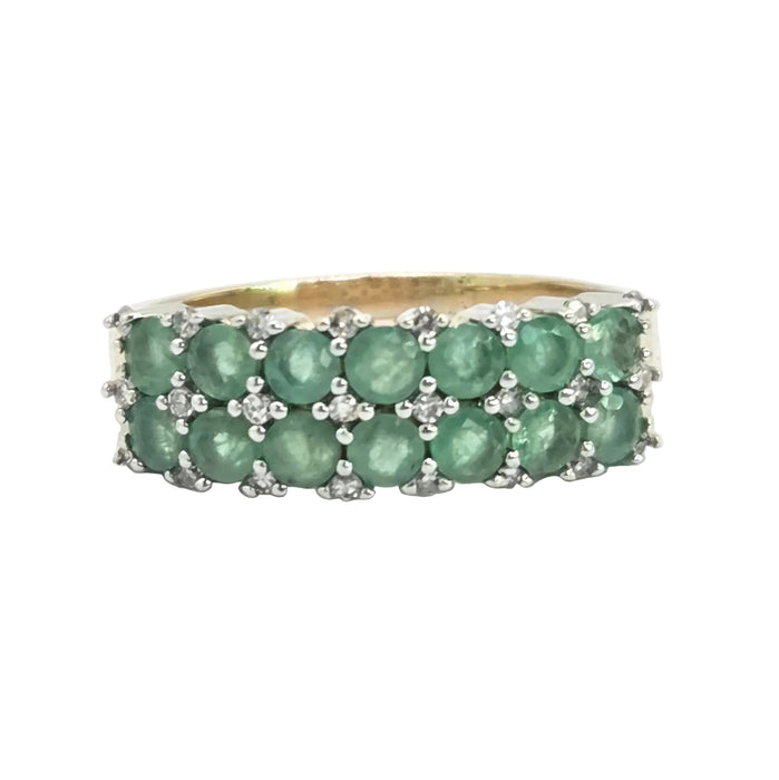 Vintage: 9ct Yellow Gold Emerald & Diamond Band