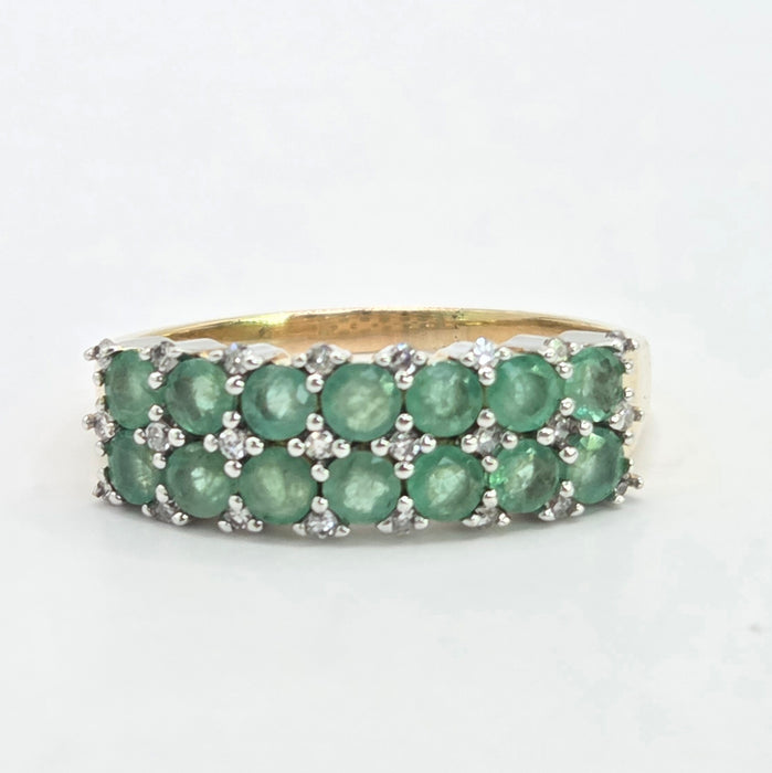 Vintage: 9ct Yellow Gold Emerald & Diamond Band