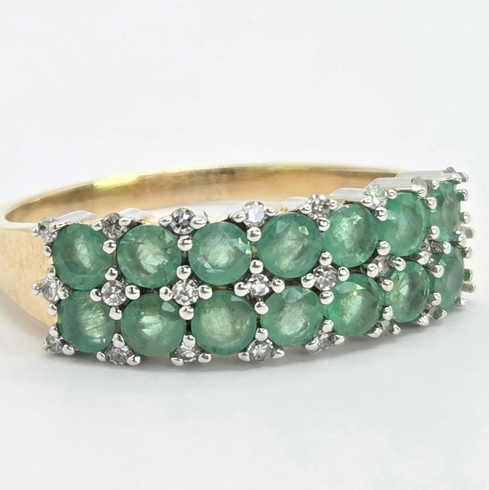 Vintage: 9ct Yellow Gold Emerald & Diamond Band