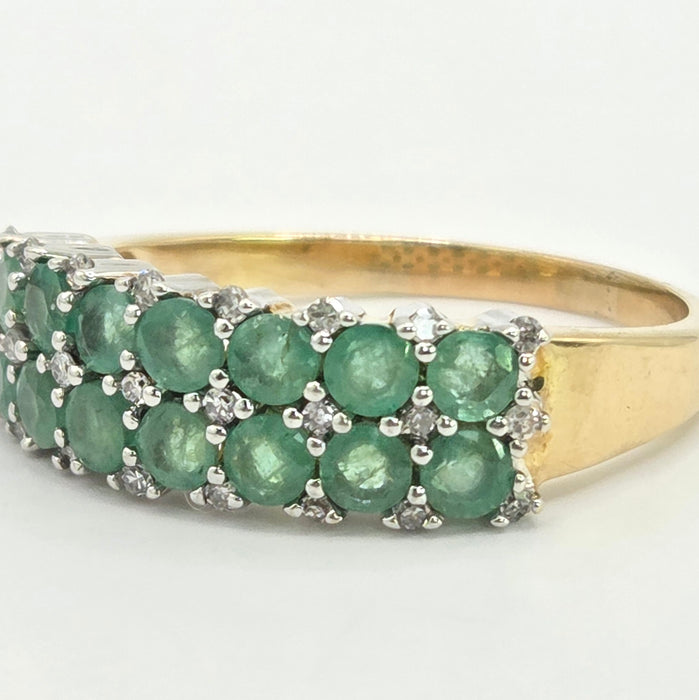 Vintage: 9ct Yellow Gold Emerald & Diamond Band