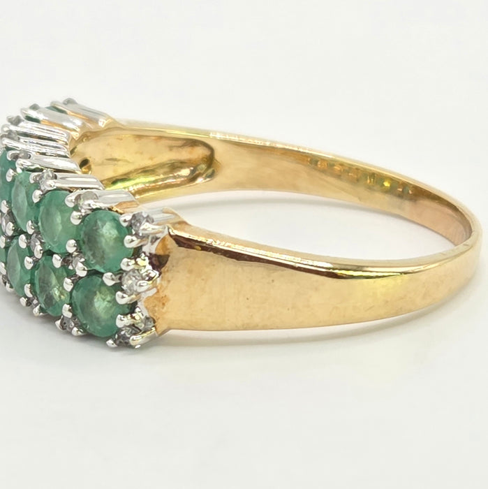 Vintage: 9ct Yellow Gold Emerald & Diamond Band
