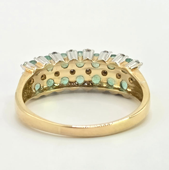 Vintage: 9ct Yellow Gold Emerald & Diamond Band