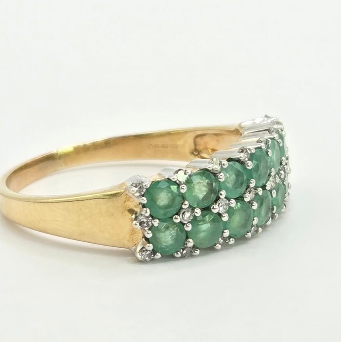 Vintage: 9ct Yellow Gold Emerald & Diamond Band