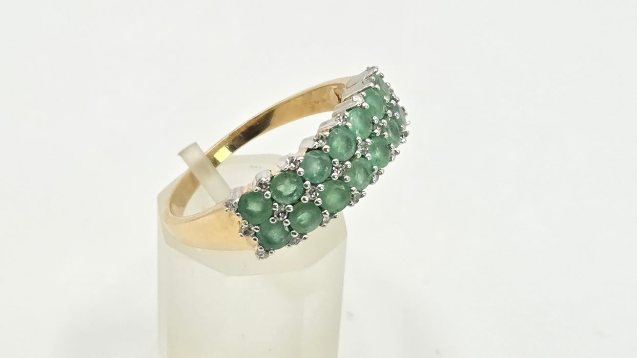 Vintage: 9ct Yellow Gold Emerald & Diamond Band