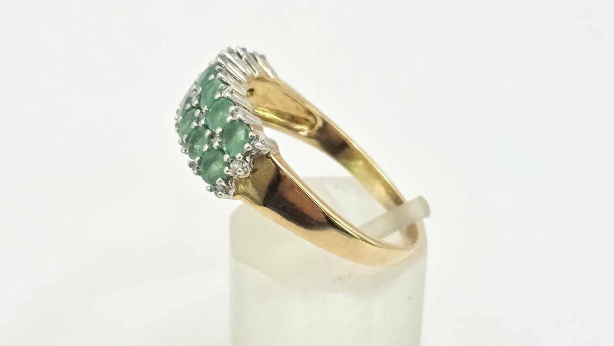 Vintage: 9ct Yellow Gold Emerald & Diamond Band