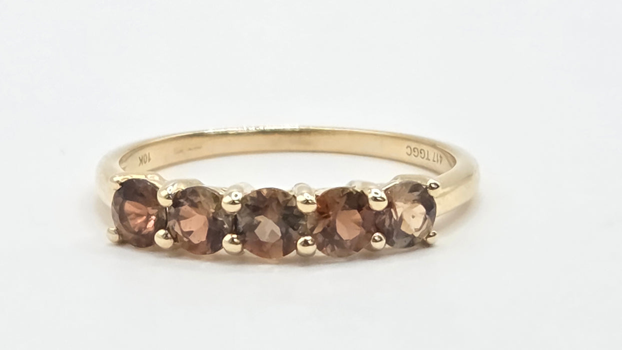 Vintage: 10ct Yellow Gold Smoky Quartz Stacker Half-Eternity Ring