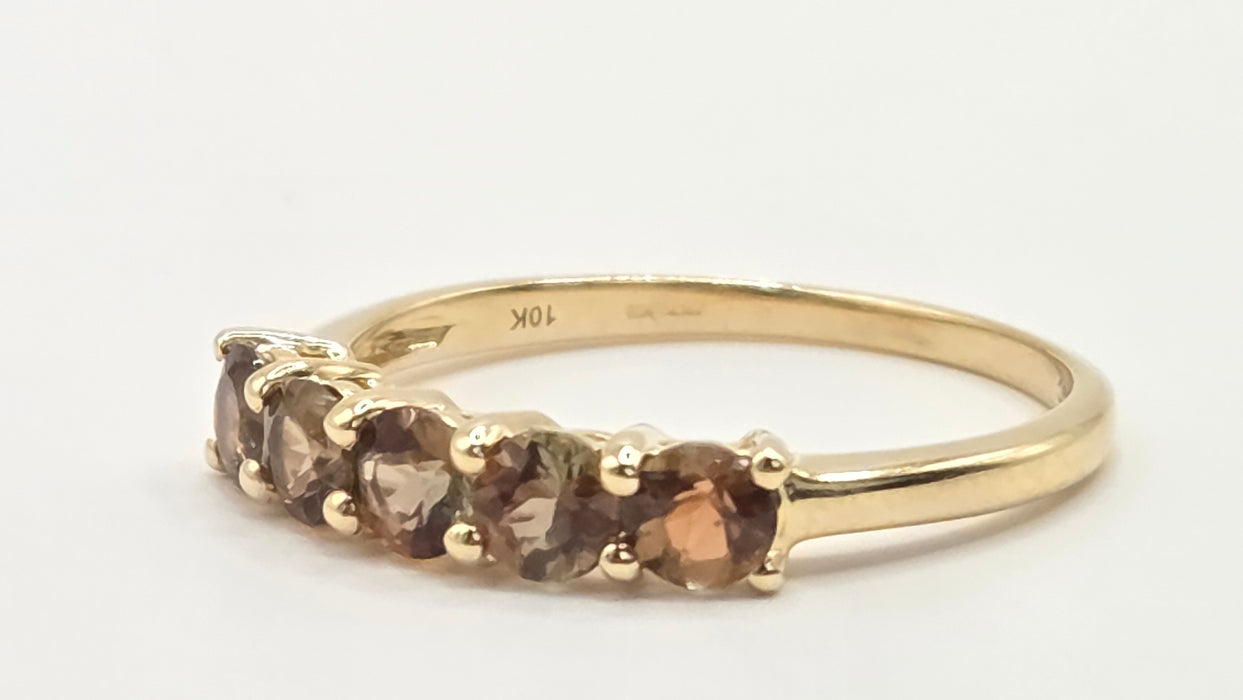 Vintage: 10ct Yellow Gold Smoky Quartz Stacker Half-Eternity Ring