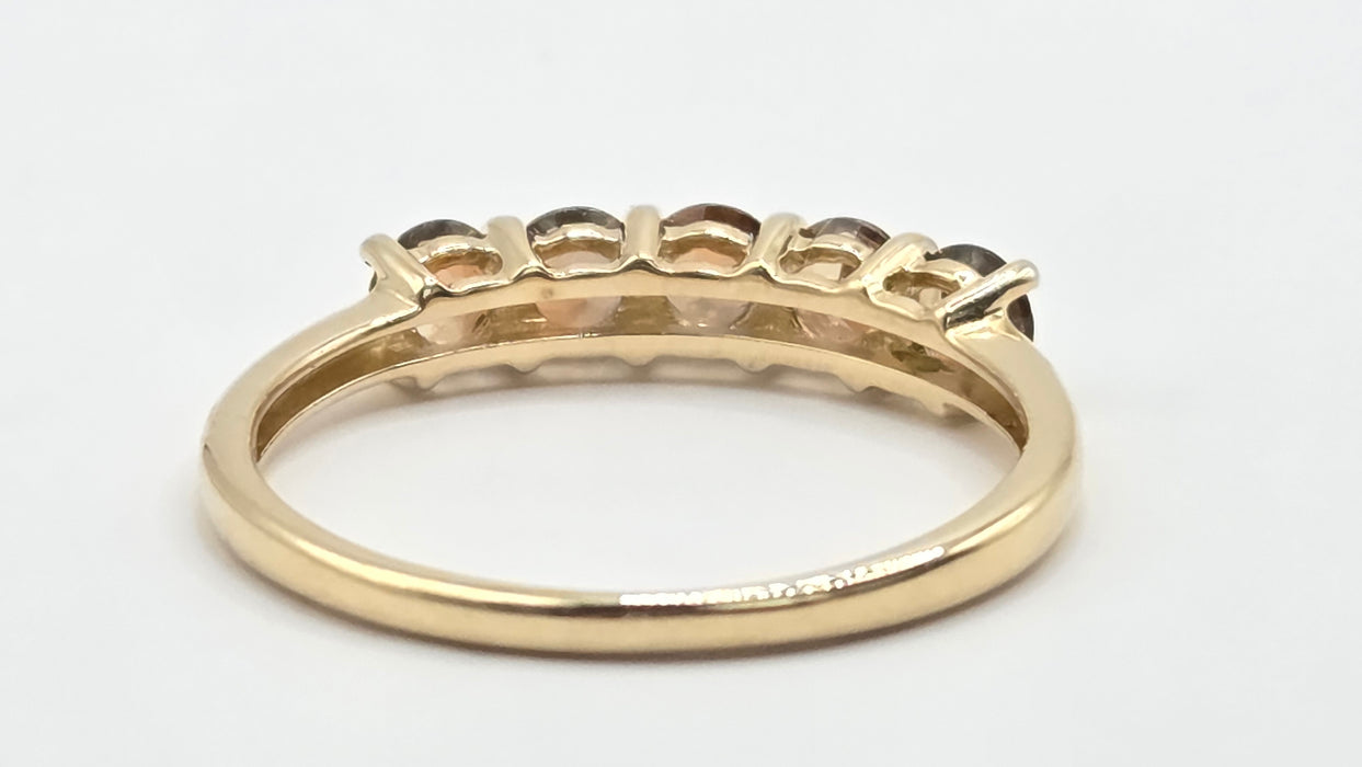 Vintage: 10ct Yellow Gold Smoky Quartz Stacker Half-Eternity Ring