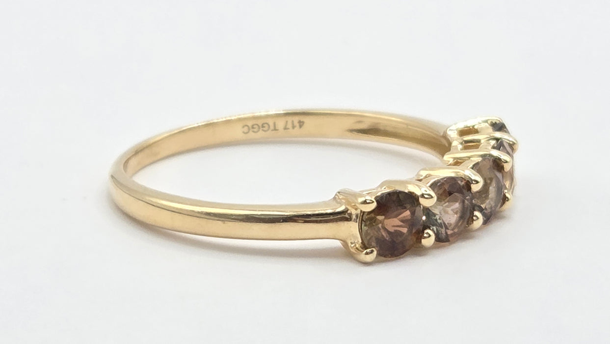 Vintage: 10ct Yellow Gold Smoky Quartz Stacker Half-Eternity Ring