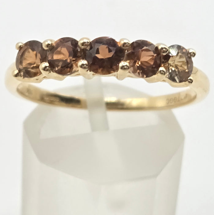 Vintage: 10ct Yellow Gold Smoky Quartz Stacker Half-Eternity Ring