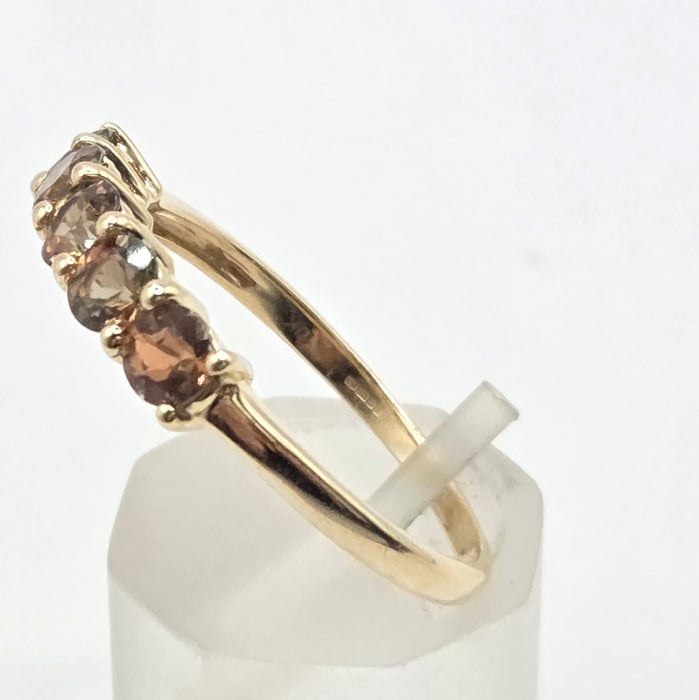 Vintage: 10ct Yellow Gold Smoky Quartz Stacker Half-Eternity Ring