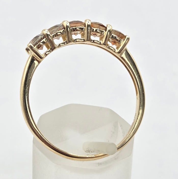 Vintage: 10ct Yellow Gold Smoky Quartz Stacker Half-Eternity Ring