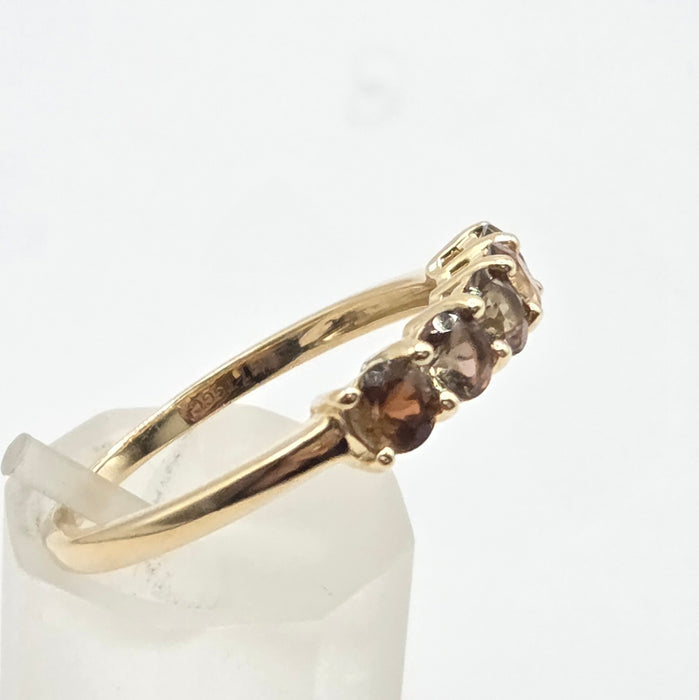 Vintage: 10ct Yellow Gold Smoky Quartz Stacker Half-Eternity Ring