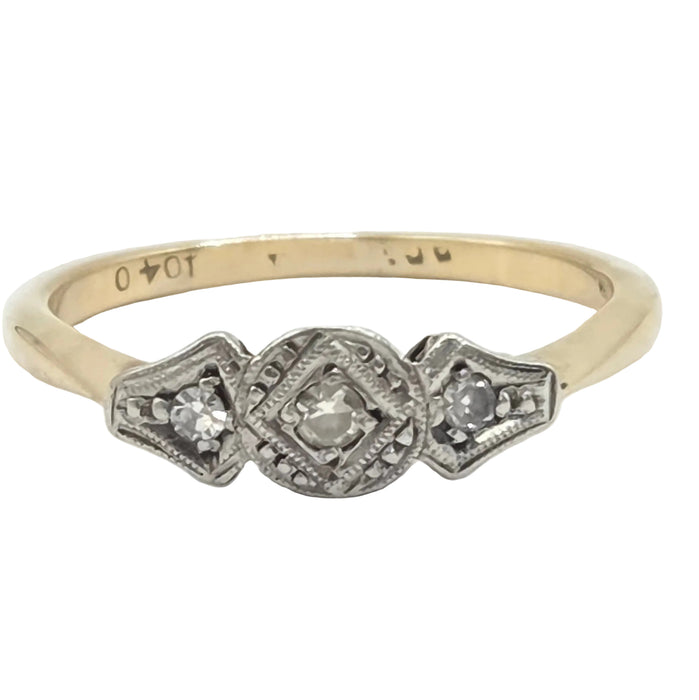 Vintage: 9ct Yellow Gold Diamond Trilogy Ring