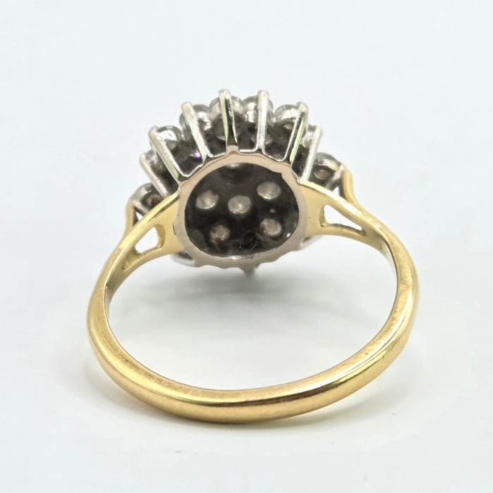 Vintage: 18ct Yellow Gold Diamond Three Tier Cluster Ring — 1.60ct