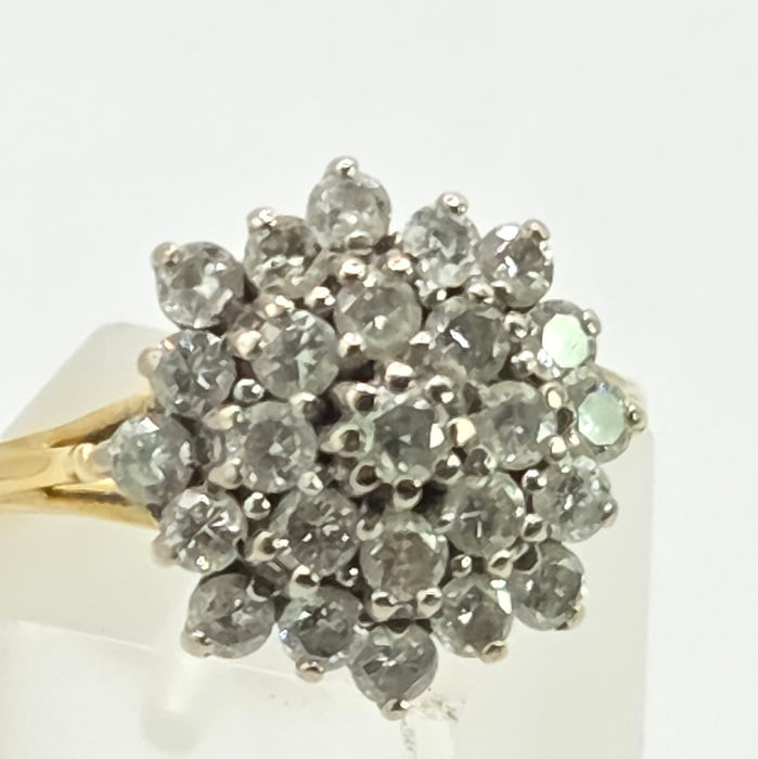 Vintage: 18ct Yellow Gold Diamond Three Tier Cluster Ring — 1.60ct