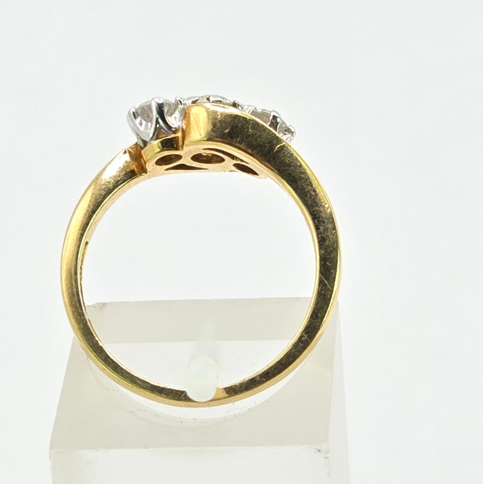Vintage: 18ct Yellow Gold Three Stone Diamond Cross-Over Trilogy Ring — 0.50ct