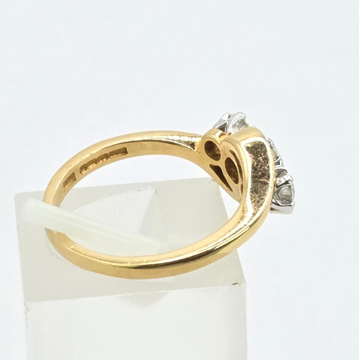 Vintage: 18ct Yellow Gold Three Stone Diamond Cross-Over Trilogy Ring — 0.50ct
