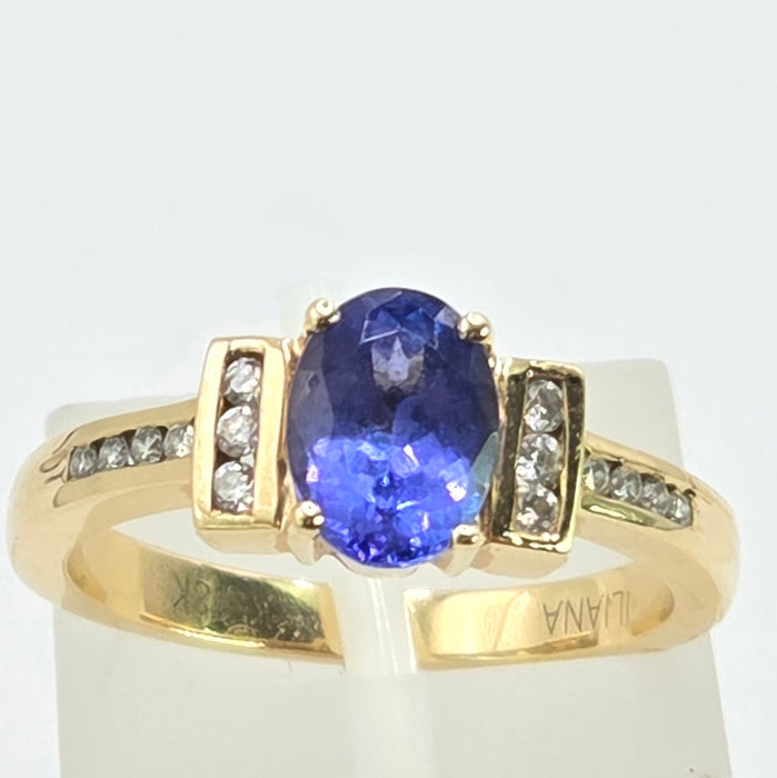 Vintage: 18ct Yellow Gold Tanzanite (1.15ct) & Diamond Dress Ring