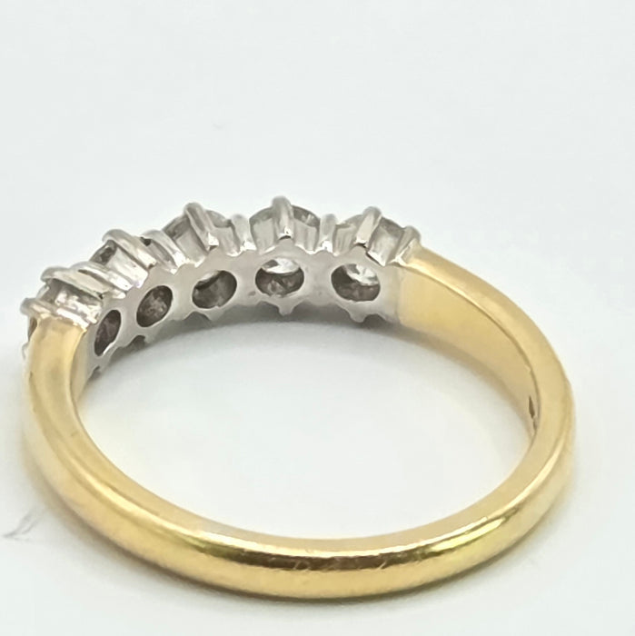 Vintage: 18ct Yellow Gold Five Stone Diamond Half Hoop Ring — 0.80ct