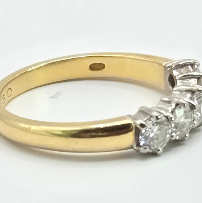 Vintage: 18ct Yellow Gold Five Stone Diamond Half Hoop Ring — 0.80ct