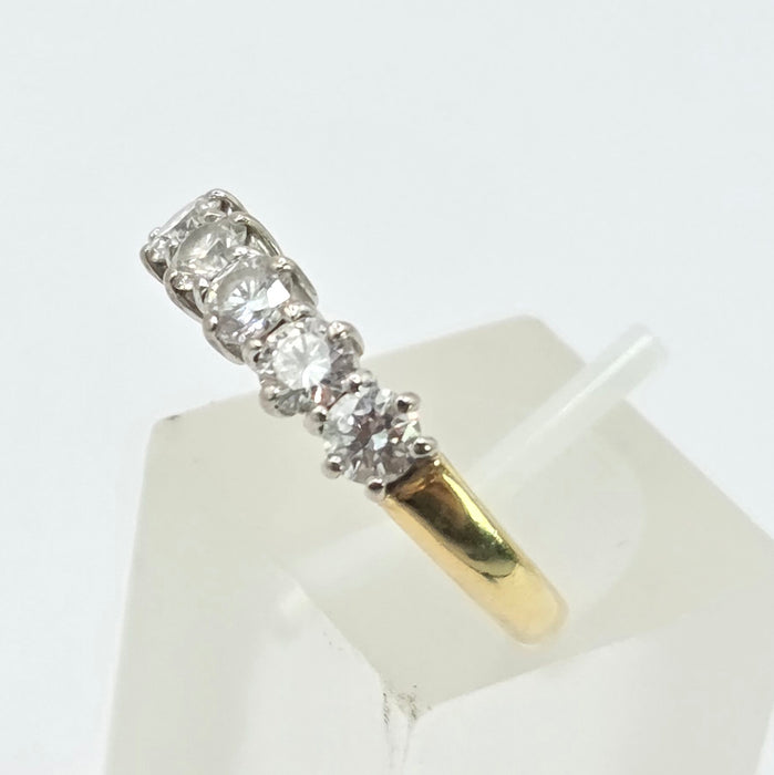 Vintage: 18ct Yellow Gold Five Stone Diamond Half Hoop Ring — 0.80ct