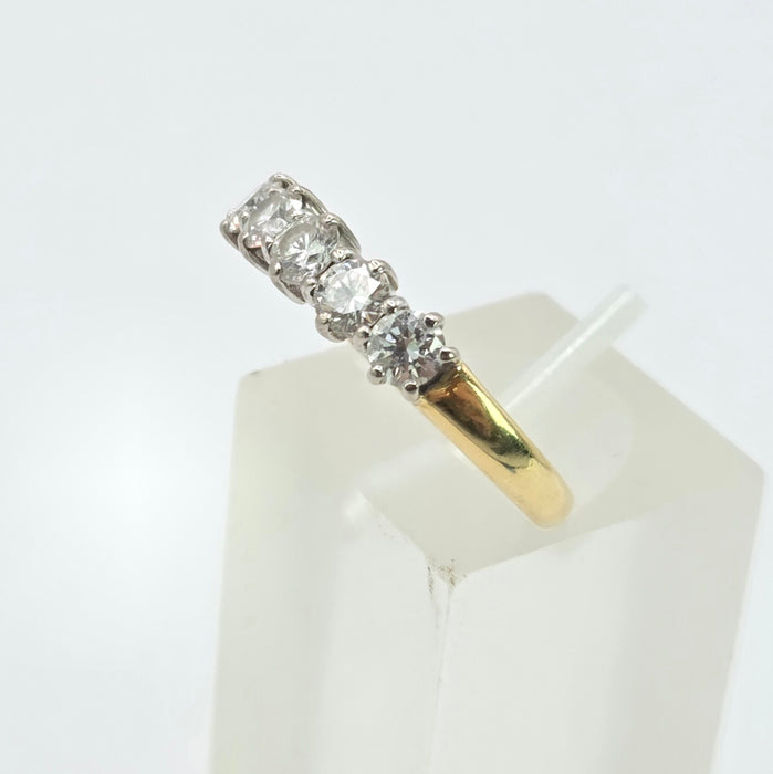 Vintage: 18ct Yellow Gold Five Stone Diamond Half Hoop Ring — 0.80ct