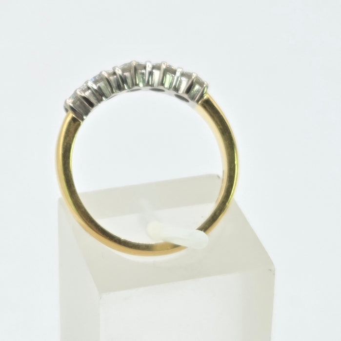 Vintage: 18ct Yellow Gold Five Stone Diamond Half Hoop Ring — 0.80ct