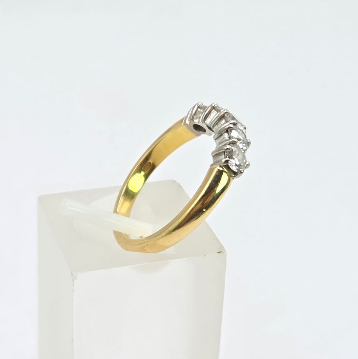 Vintage: 18ct Yellow Gold Five Stone Diamond Half Hoop Ring — 0.80ct