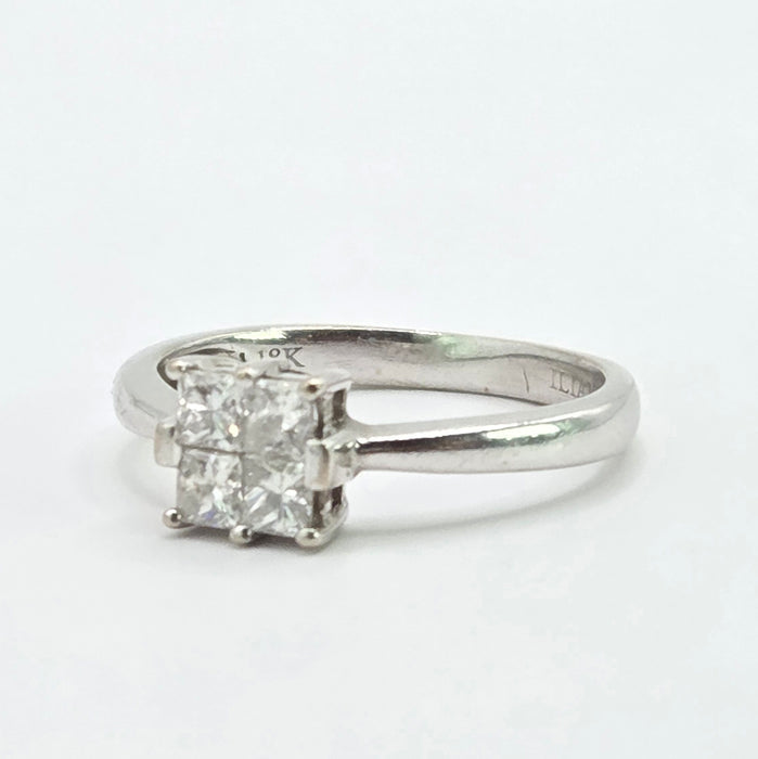 Vintage: 18ct White Gold Four Stone Princess Cut Diamond Square Ring — 0.40ct