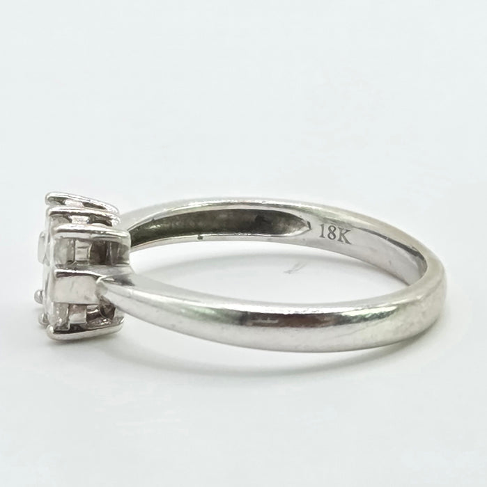 Vintage: 18ct White Gold Four Stone Princess Cut Diamond Square Ring — 0.40ct
