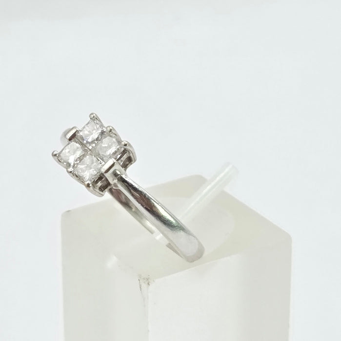 Vintage: 18ct White Gold Four Stone Princess Cut Diamond Square Ring — 0.40ct