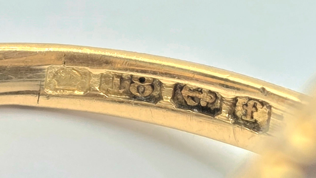 Vintage: 18ct Yellow Gold Garnet & Diamond Navette Style Dress Ring — 0.80ct