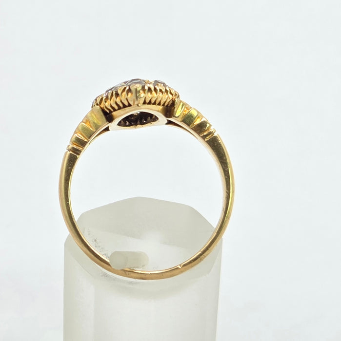 Vintage: 18ct Yellow Gold Garnet & Diamond Navette Style Dress Ring — 0.80ct