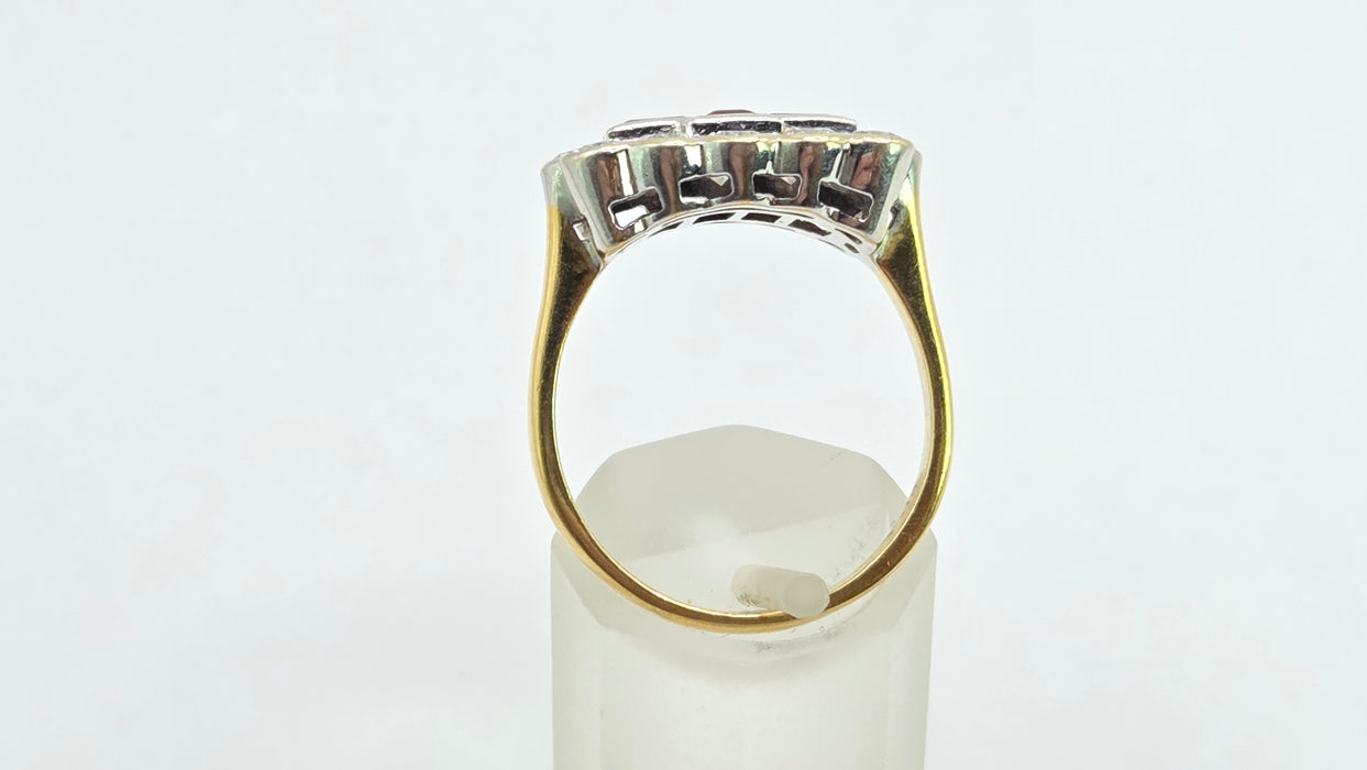 Vintage: 18ct Yellow Gold Ruby & Diamond Art Deco Style Dress Ring — 1.30ct