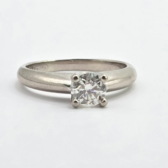 Vintage: 18ct White Gold Diamond Solitaire Ring — 0.50ct
