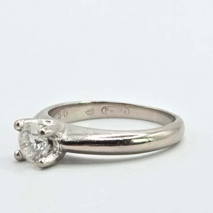 Vintage: 18ct White Gold Diamond Solitaire Ring — 0.50ct