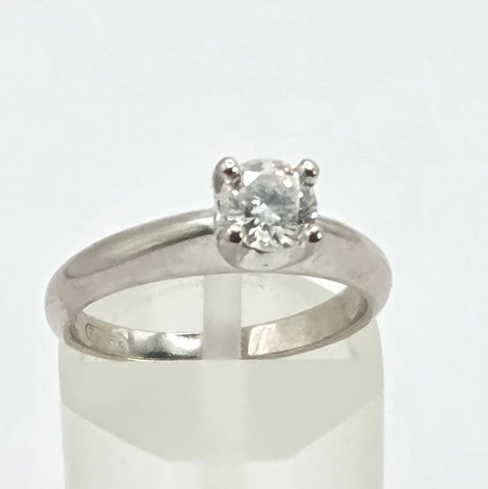 Vintage: 18ct White Gold Diamond Solitaire Ring — 0.50ct