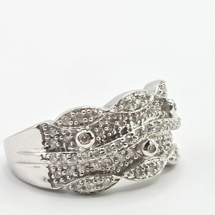 Vintage: 9ct White Gold Diamond Encrusted Pavé Band Ring — 0.66ct