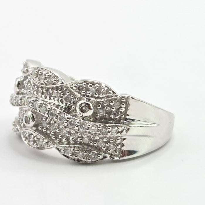 Vintage: 9ct White Gold Diamond Encrusted Pavé Band Ring — 0.66ct