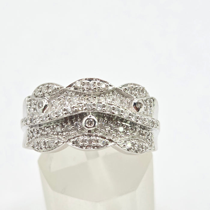 Vintage: 9ct White Gold Diamond Encrusted Pavé Band Ring — 0.66ct